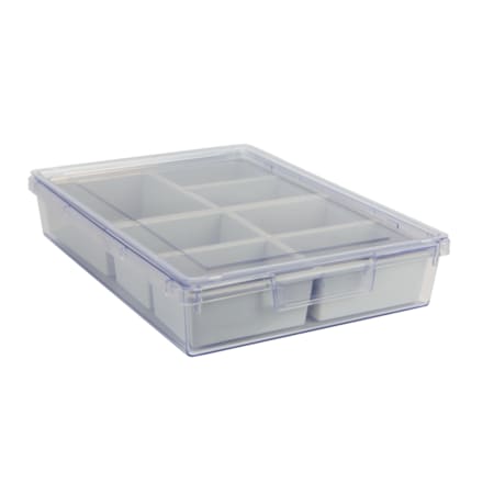 Antimicrobial Slim Line Sgl 3D Tote Tray/Divider & Clr Lid Kit, PK3